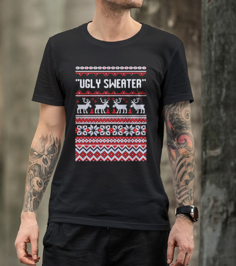 Reindeer Ugly Sweater Christmas Pattern 'UGLY SWEATER' T-Shirt