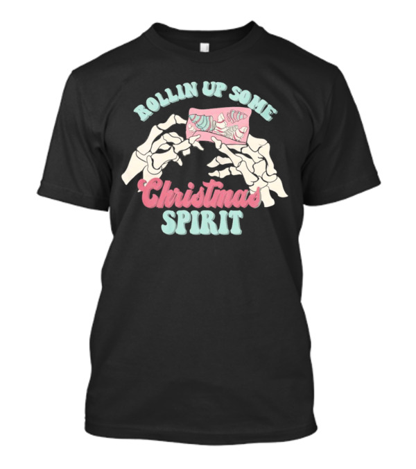 Rollin Up Some Christmas Spirit Holiday Weed Motif T-Shirt