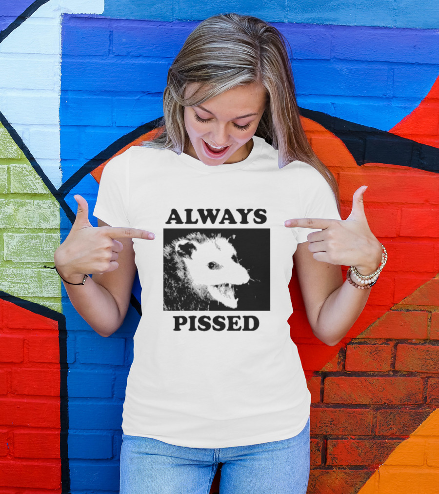 Opossum Always Pissed Black-and-White T-Shirt