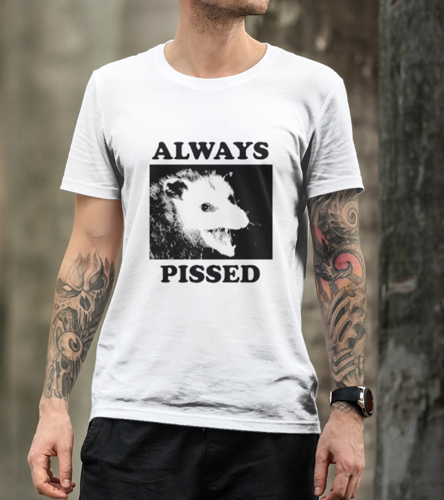 Opossum Always Pissed Black-and-White T-Shirt