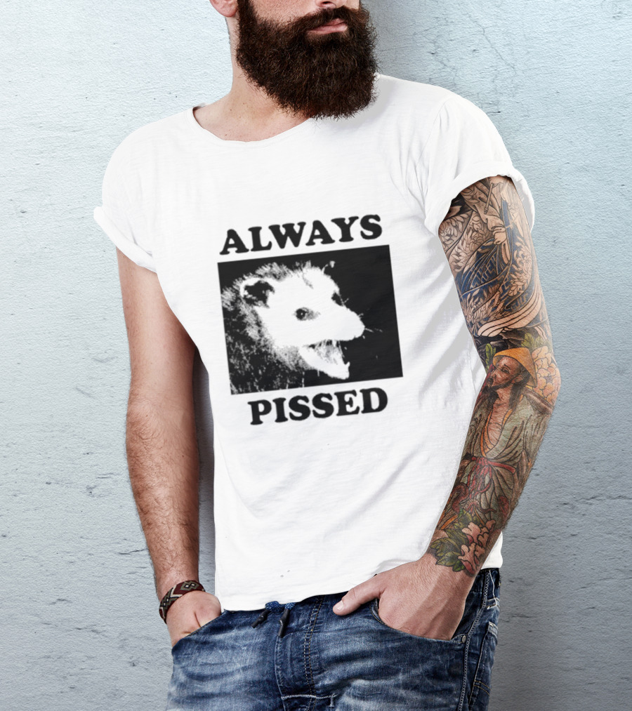 Opossum Always Pissed Black-and-White T-Shirt