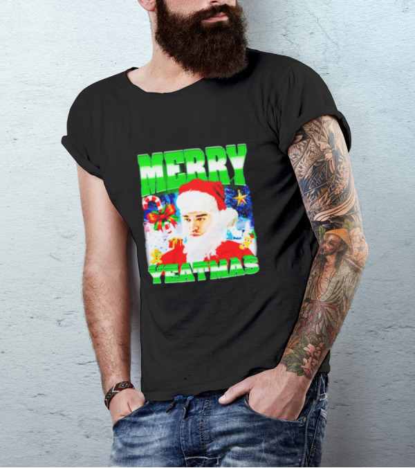 Rapper Yeat Santa Merry Yeatmas Funny Christmas Holiday T-Shirt