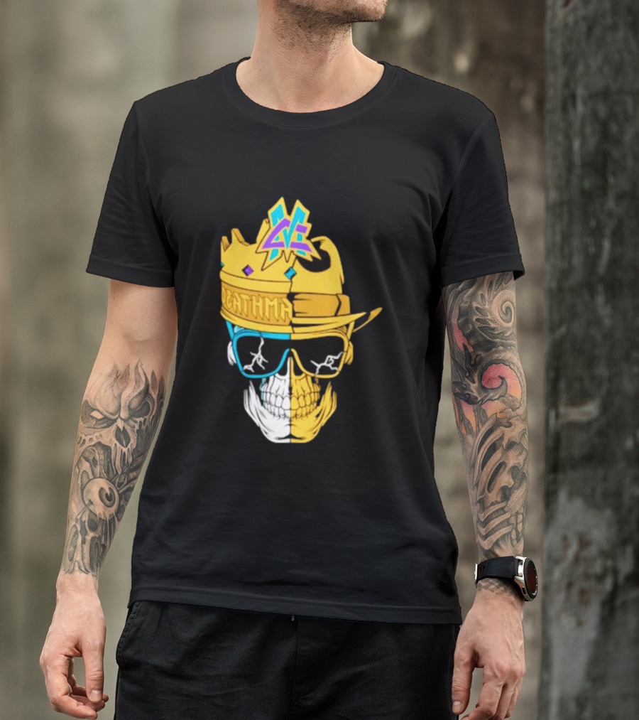 Matt Cardona Deathmatch God Crowned Skull With Sunglasses And Crown Split T-Shirt