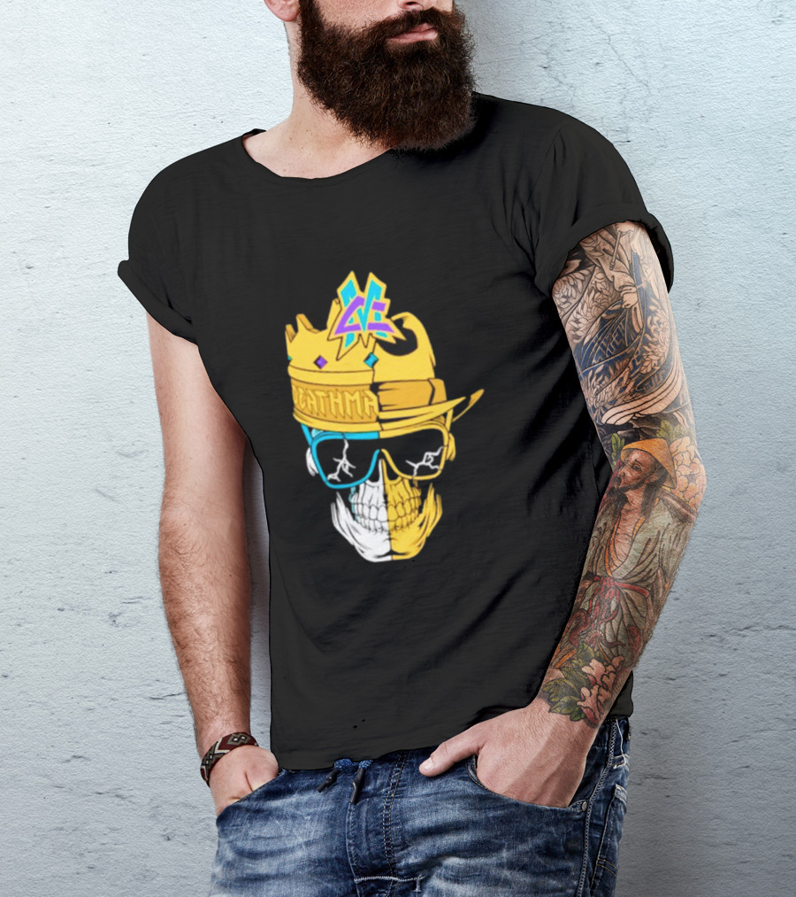 Matt Cardona Deathmatch God Crowned Skull With Sunglasses And Crown Split T-Shirt