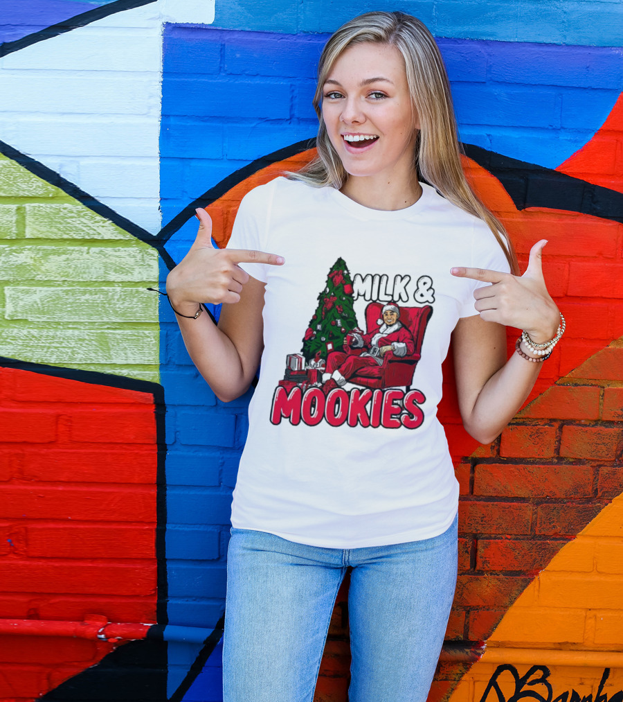 Milk And Mookies Santa By The Christmas Tree T-Shirt