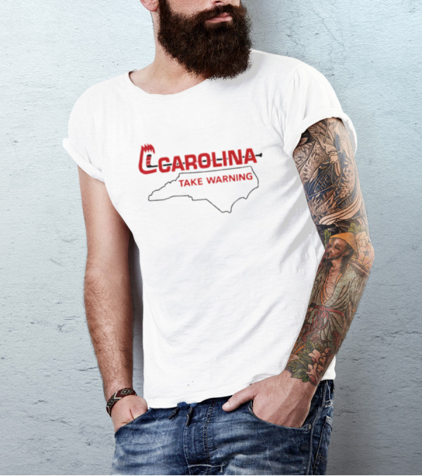 Carolina Hurricanes Take Warning North Carolina Map T-Shirt