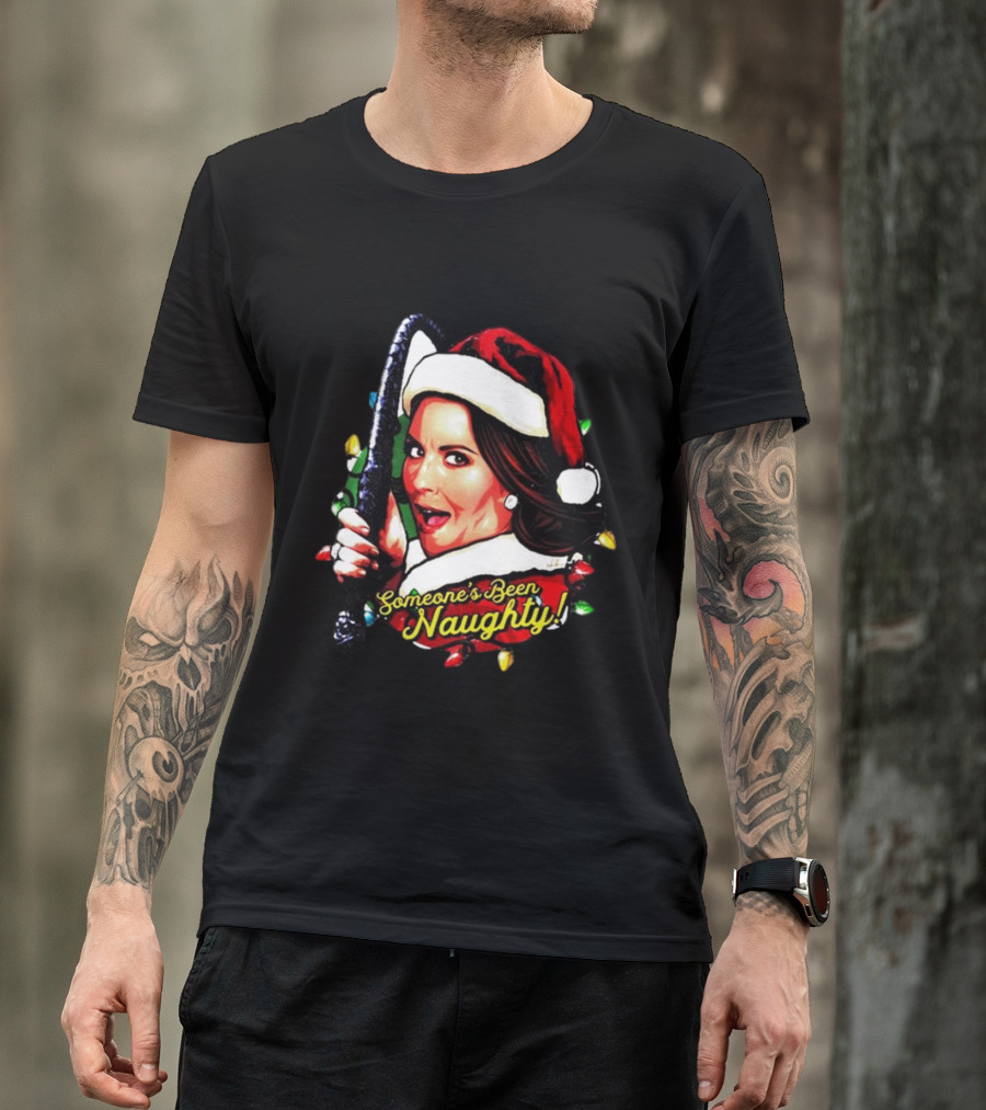 Karen Walker Someone’s Been Naughty Christmas Santa Whip Lights T-Shirt
