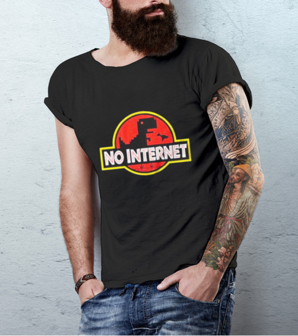 No Internet Dinosaur Jurassic Park T-Shirt