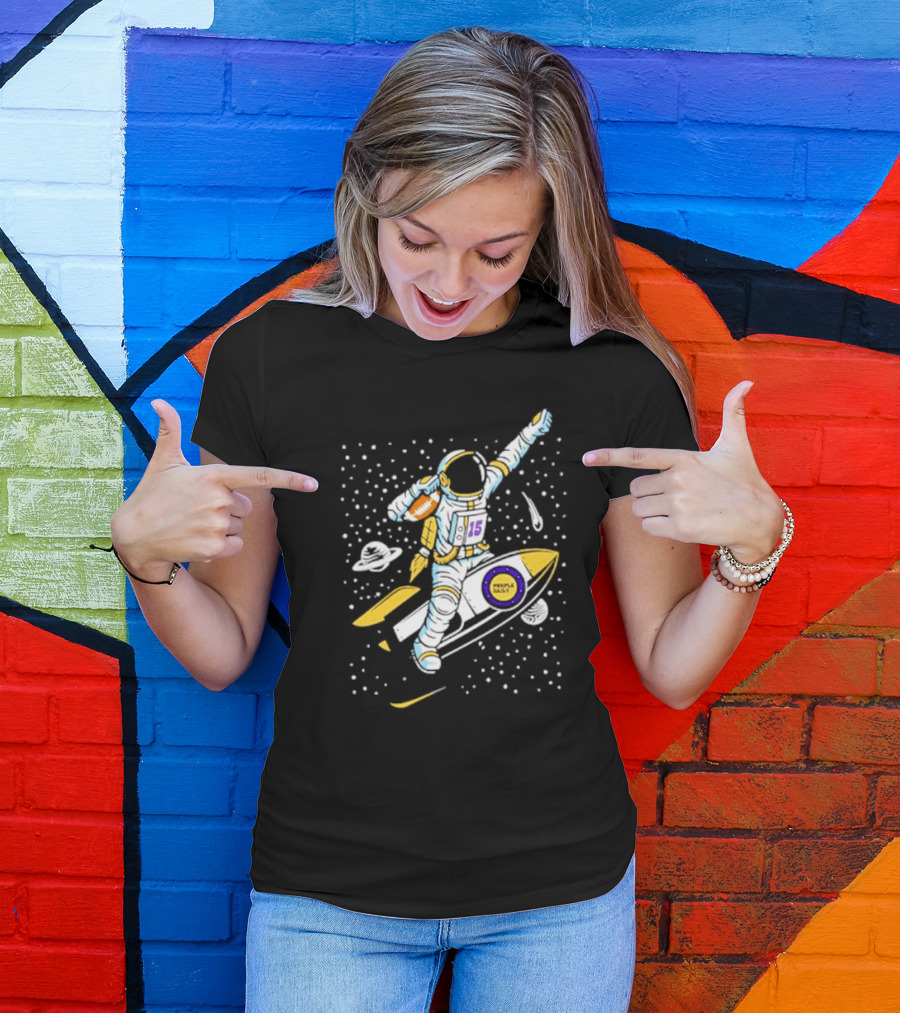 Phil Mackey Purple Daily Passtronaut Football Astronaut Galaxy Surfing 15 Space Adventure T-Shirt