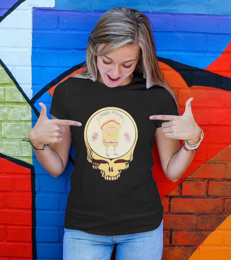 SpongeBob Jerry Fishing Grateful Dead Skull T-Shirt
