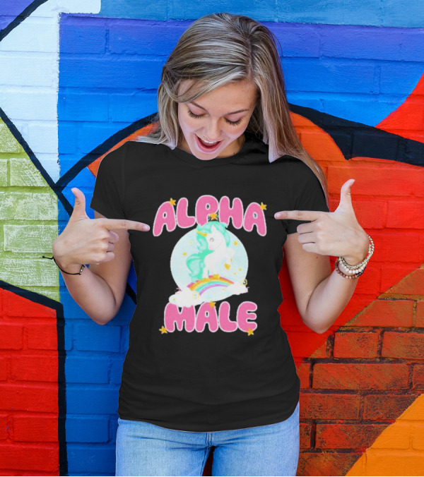 Alanalintao Alpha Male Unicorn Rainbow Stars T-Shirt