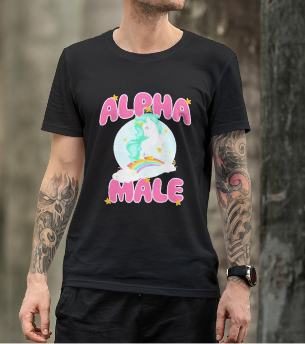 Alanalintao Alpha Male Unicorn Rainbow Stars T-Shirt