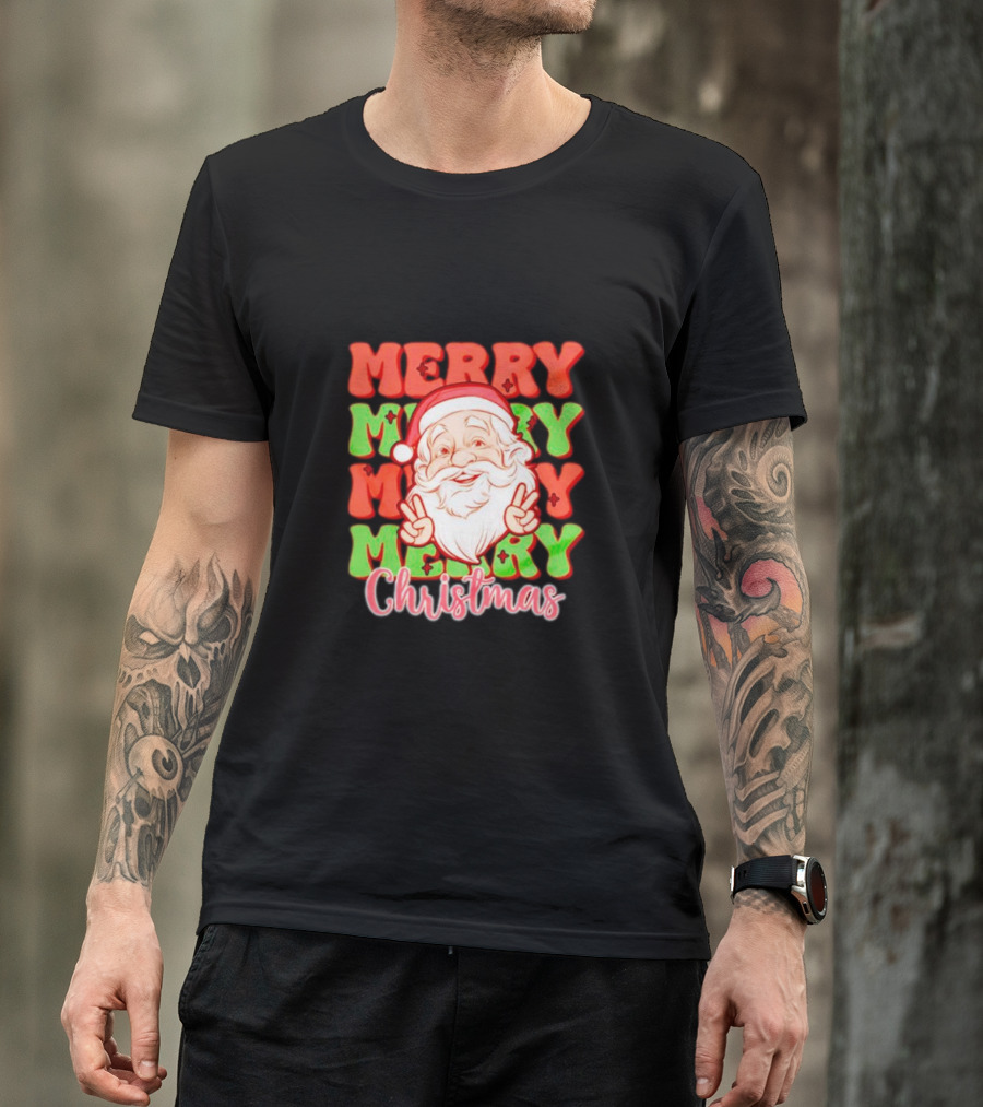 Merry Merry Merry Merry Christmas Santa T-Shirt