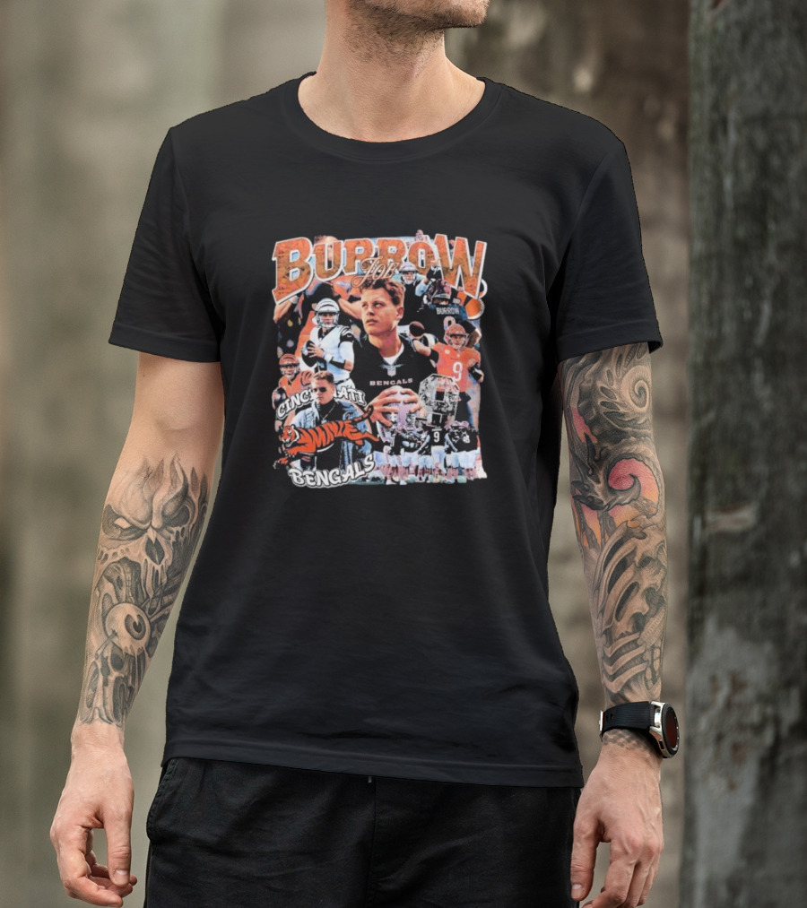 Joe Burrow Cincinnati Bengals Quarterback Collage Tiger Team Spirit T-Shirt