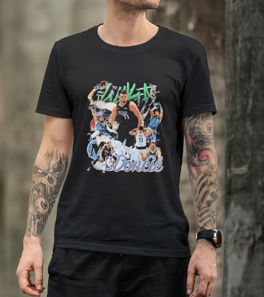 Luka Dončić NBA Mavericks 77 Action Collage T-Shirt