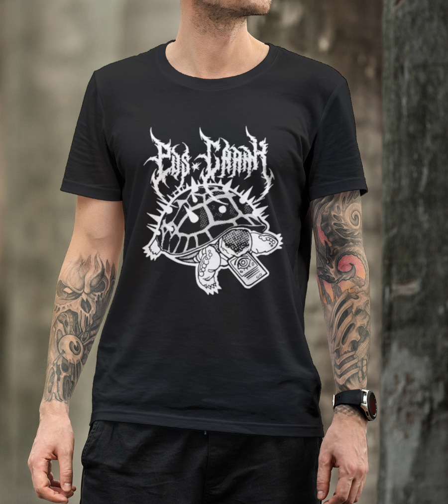 Pus Cran Heavy Metal Turtle With Spiky Shell And Saw Blade T-Shirt