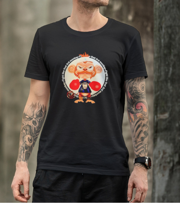 Fight Like That 3rd Monkey Angry Boxing Character With Red Gloves And Orange Hair T-Shirt