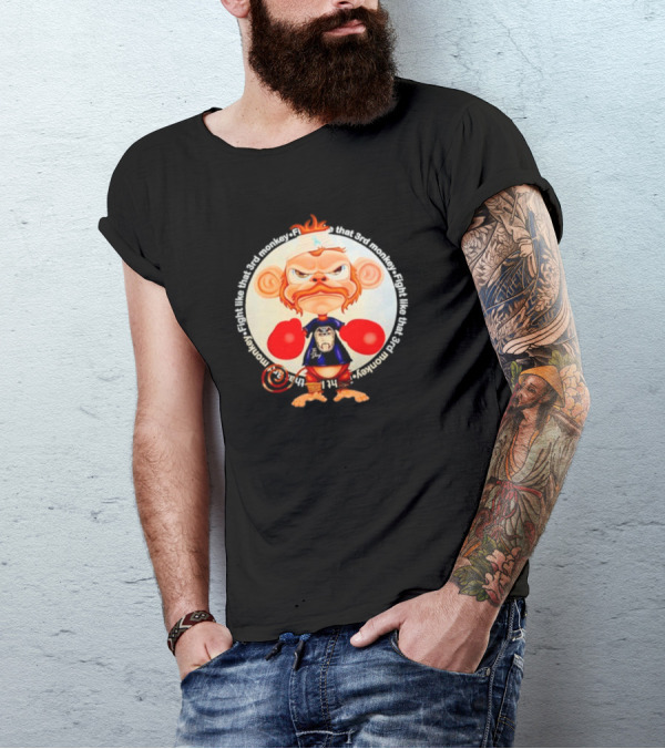 Fight Like That 3rd Monkey Angry Boxing Character With Red Gloves And Orange Hair T-Shirt