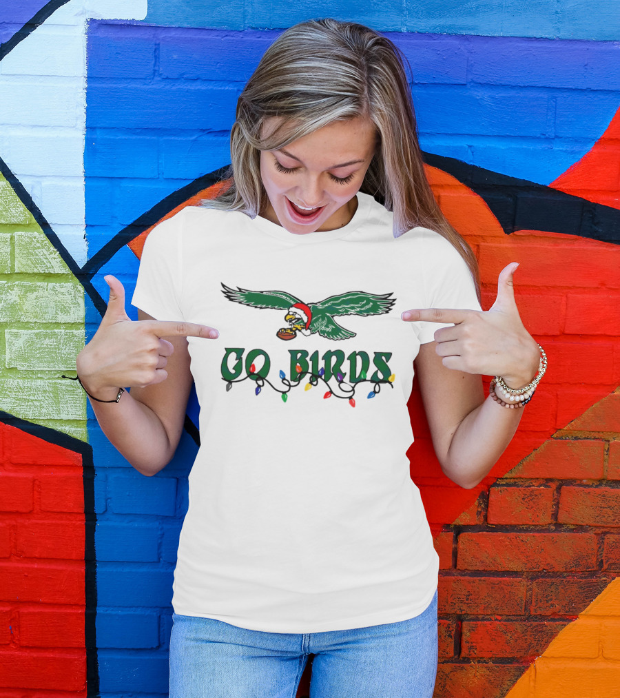 Christmas Philly Eagles Santa Go Birds Holiday Lights T-Shirt