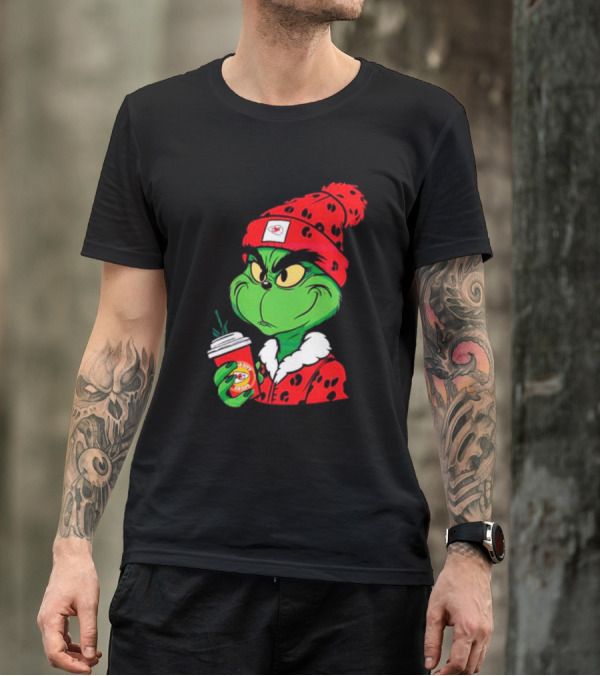 Grinch Leopard Kansas City Chiefs Coffee Beanie T-Shirt