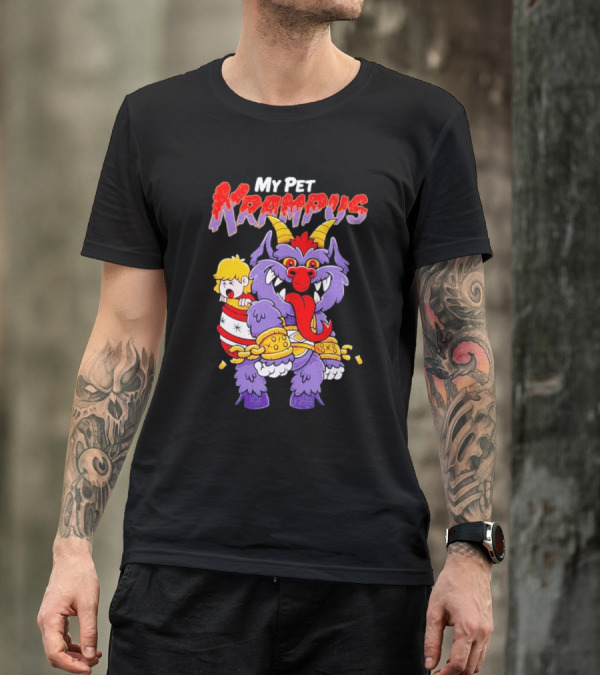 My Pet Krampus Captured Child With Chains And Horned Beast T-Shirt