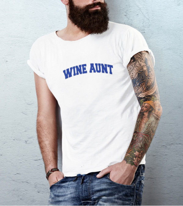 WINE AUNT Shirt College Style Font T-Shirt