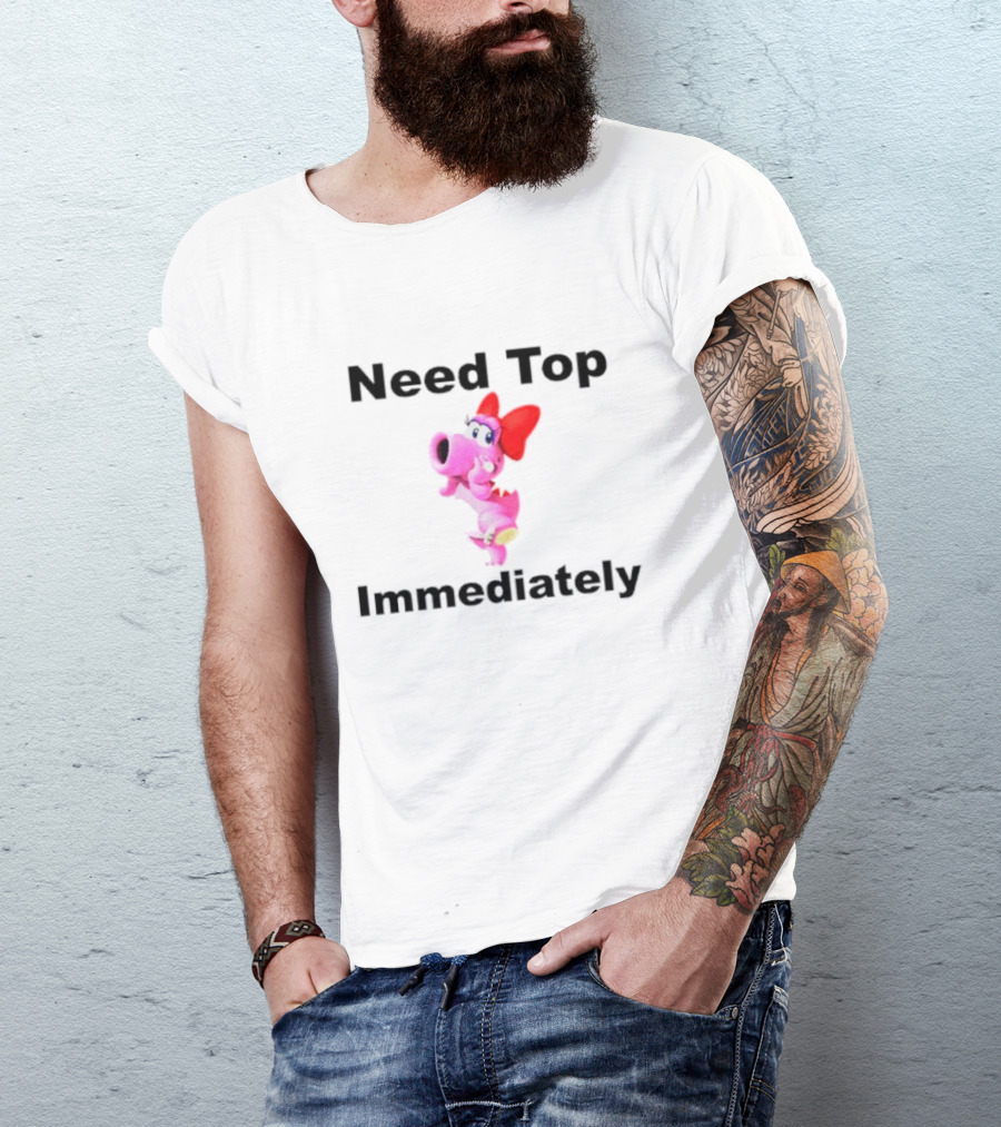 Need Top Immediately Birdo Character With Red Bow T-Shirt