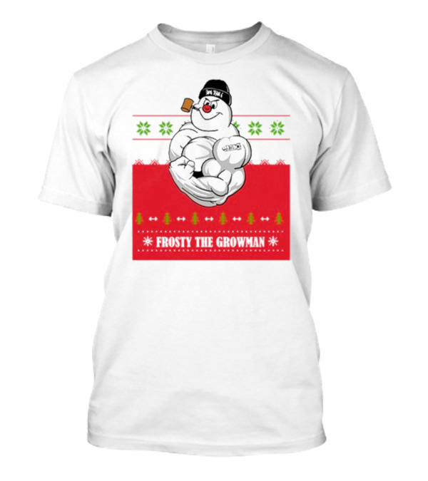 Frosty The Growman Christmas Ugly Sweater Pipe Bodybuilding Snowman T-Shirt