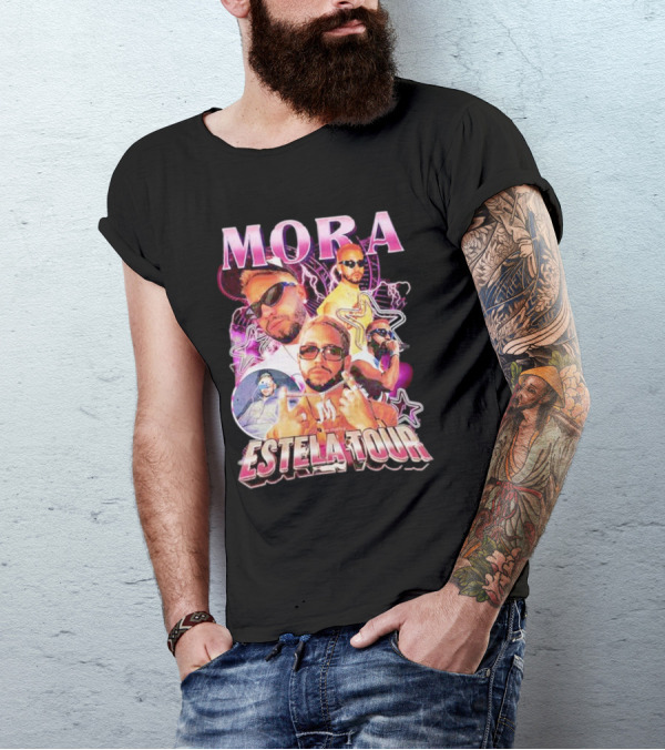 Mora Estela Tour Vibrant Star-Themed Montage Double Sided T-Shirt
