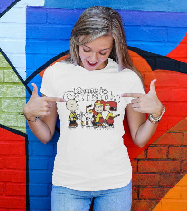 Home Is Canada Peanuts Hockey Charlie Brown Snoopy Canada T-Shirt