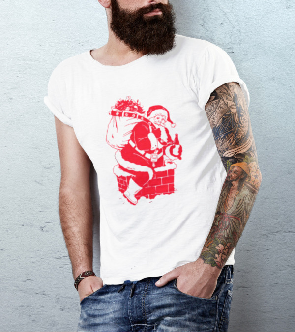 Santa Claus Chimney Beer Belly Red T-Shirt