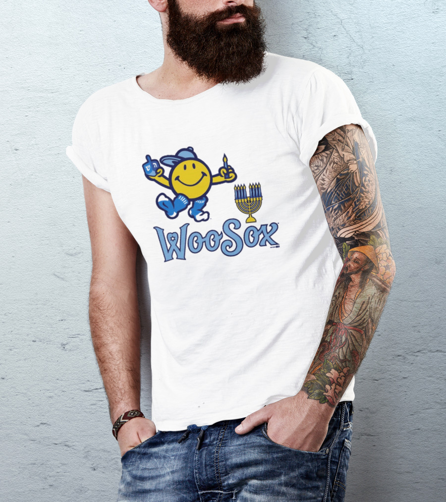 Worcester Red Sox Hannukkah Smiley Dreidel Menorah WooSox T-Shirt