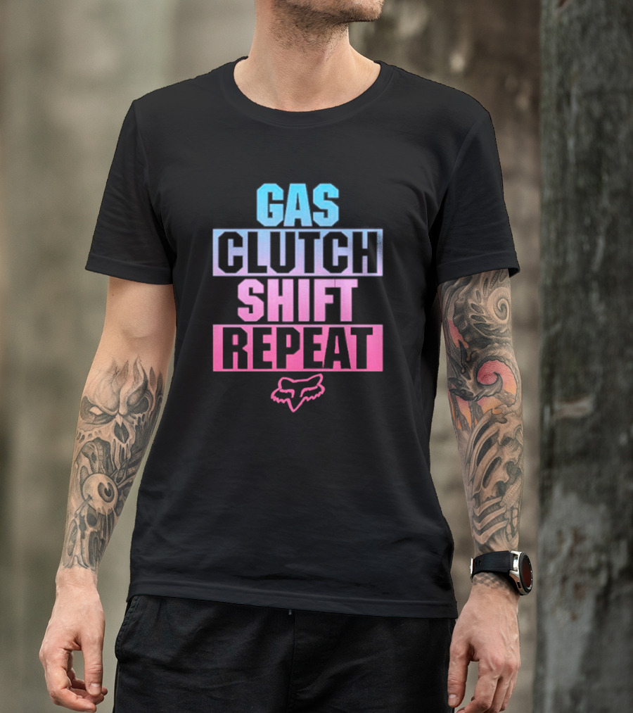 Gas Clutch Shift Repeat Fox Racing Logo T-Shirt