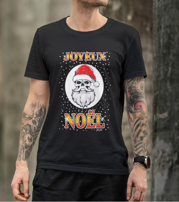 Joyeux Noël Skull Santa Hat Festive T-Shirt