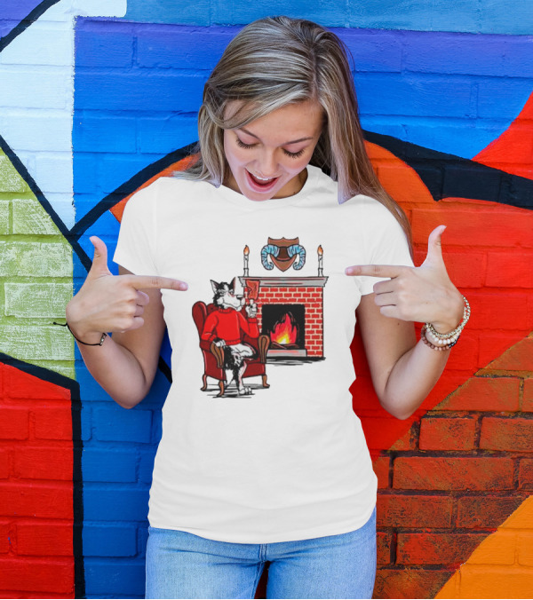 NC State Wolfpack Relaxing By Fireplace Victory Scene T-Shirt