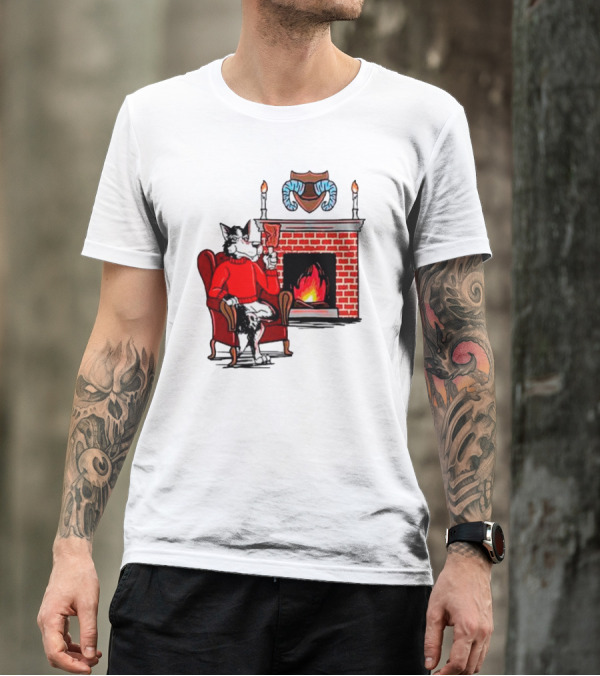 NC State Wolfpack Relaxing By Fireplace Victory Scene T-Shirt