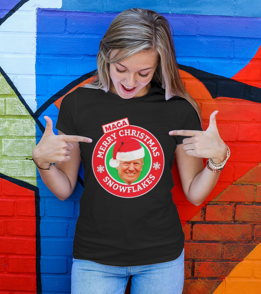 MAGA Merry Christmas Snowflakes Donald Trump Santa T-Shirt