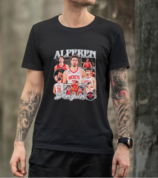 Alperen Sengun Houston Rockets Basketball Player Collage And Team T-Shirt