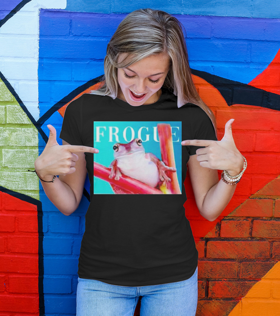 Frogue Magazine Frog Meme With Frog On Branch T-Shirt