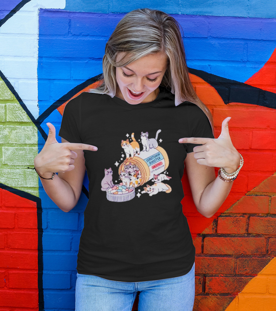 Serotonin Booster Cats Cute Antidepressant Kittens Happiness T-Shirt