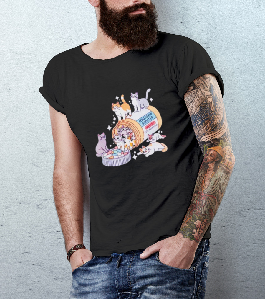 Serotonin Booster Cats Cute Antidepressant Kittens Happiness T-Shirt
