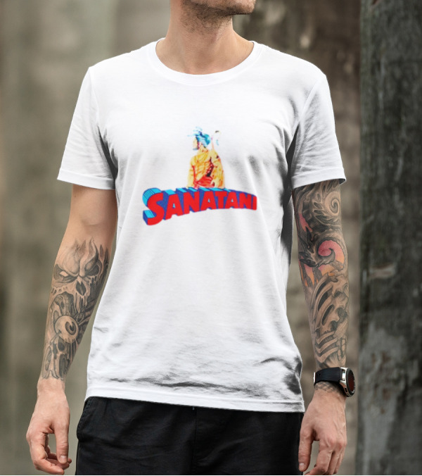 Sanatani Warrior Artwork Featuring Traditional Figure T-Shirt