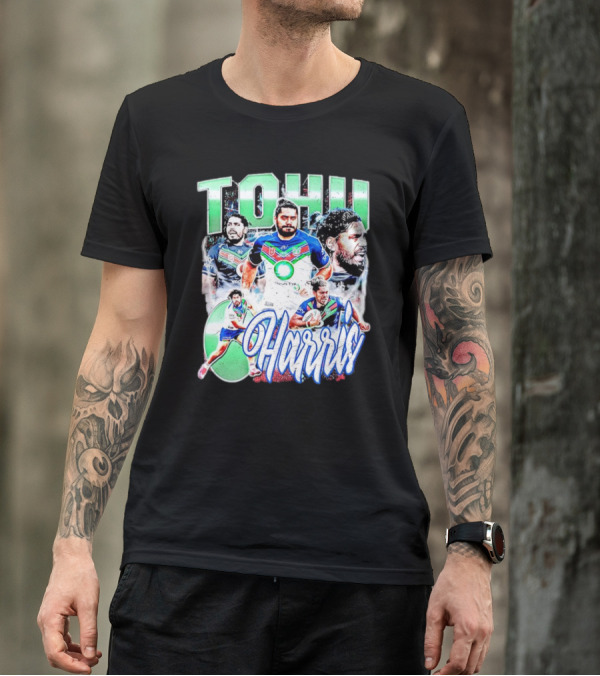 Tohu Harris New Zealand Warriors Rugby Action Collage T-Shirt