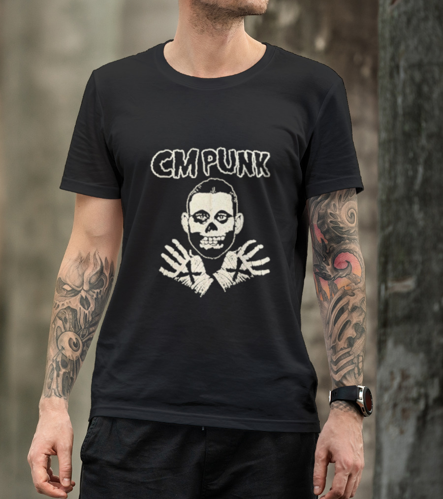 CM Punk Misfits Fiend Skull X Hands T-Shirt