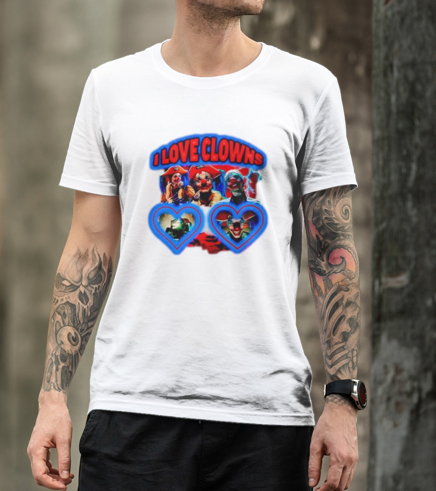 I Love Clowns Colorful Heart Faces T-Shirt