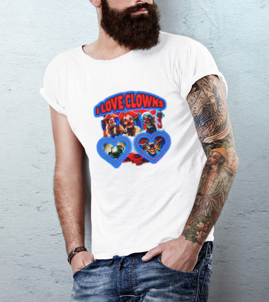 I Love Clowns Colorful Heart Faces T-Shirt