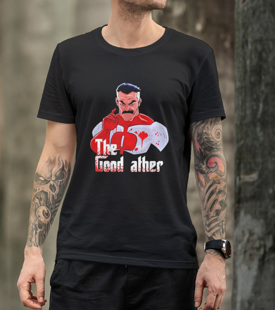 Omni Dad The Good Father Superhero Parody Red And White Costume T-Shirt