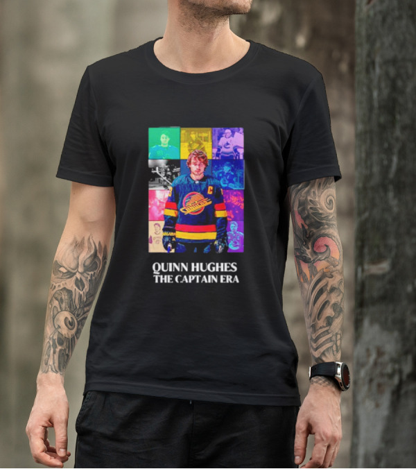 Quinn Hughes The Captain Era Multicolor Vancouver Hockey Legend T-Shirt