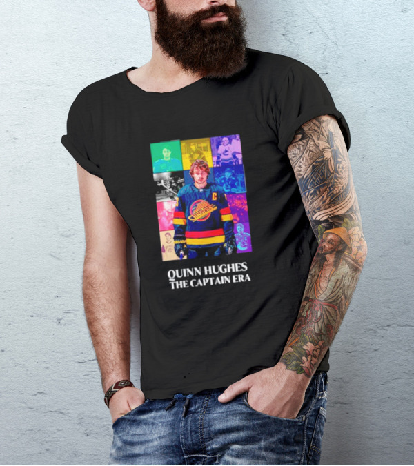 Quinn Hughes The Captain Era Multicolor Vancouver Hockey Legend T-Shirt