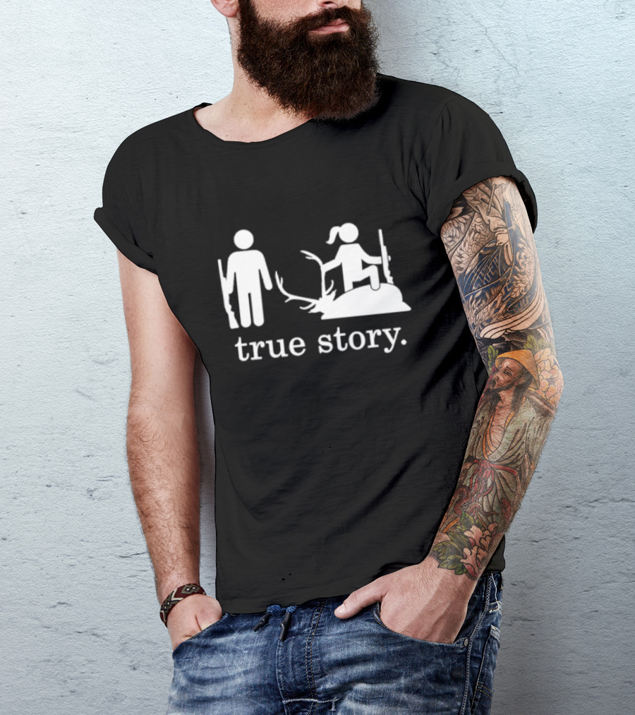 Hunting True Story Deer Silhouette With Rifle Icons T-Shirt